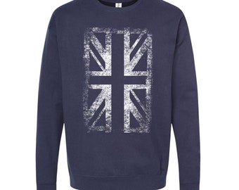 Union Jack Sweatshirt - Men's Shirt - UK Flag - Fleece Sweatshirt - Screen Print - Women Sweatshirt - British Shirt - Home Shirt