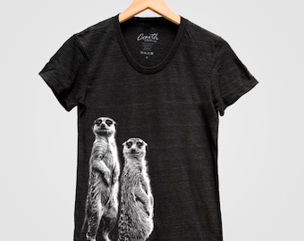 Meerkat Shirt - Cute Shirt Women - Cute Animal Print - Summer Shirt - Graphic Tee - Black Shirt - White Shirt