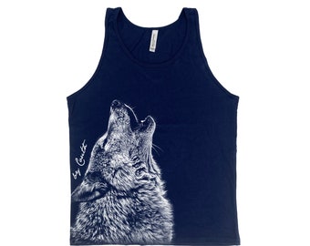 Wolf Tank Top, Men's Tank Top, Unisex Tank Top, Yoga Tank Top, Black Tank Top, Animal Tank Top, Gift for Men, Animal Shirt, Bohemian