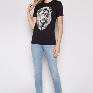 Lion T-shirt, Women's Junior Shirt, Animal Print Tshirt, Lion T Shirt, Graphic Tee, Gift for Women, Short Sleeve Tshirt, Funny Shirt image 3