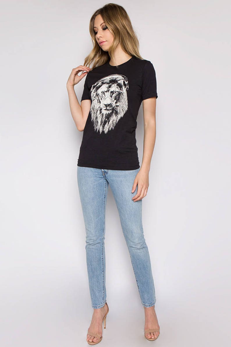 Lion T-shirt, Women's Junior Shirt, Animal Print Tshirt, Lion T Shirt, Graphic Tee, Gift for Women, Short Sleeve Tshirt, Funny Shirt image 3