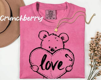 Valentines Day Comfort Colors Shirt: Teddy Bear Love Graphic Tee