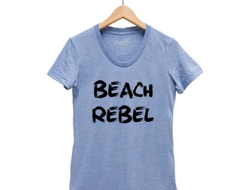 Womens Junior Beach Tshirt, Rebel Shirt, Womens Clothing, Summer Shirt, White Shirt, Cute Tshirt, Graphic Tee, Gift for Her, Birthday Gift
