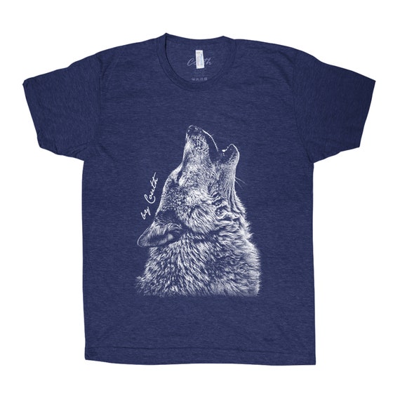 Howling Wolf Triblend T-shirt: Animal Print Crew Neck - Etsy