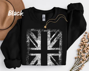 Union Jack Fleece Sweatshirt: British Flag Screen Print