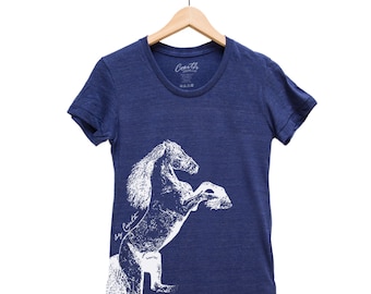 HORSE Shirt Women’s Junior Grapic Tee Screen Print Tri-Blend Short Sleeve