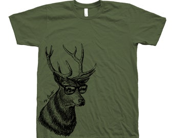 Deer T-shirt for Men Animal Tshirt Gift for Women Funny T Shirt Deer Shirt Dad Gift Screenprint Crew Neck Tshirt Boy T-shirt Christmas