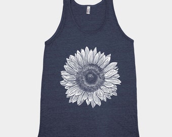 Sunflower Shirt, Nature Shirt, Flower Tank Top, Mens Tank Top, Summer Shirt, Camping Shirt, Black Tank Top, Graphic Tank, Womens Tank
