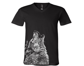 Wolf T-shirt, Tshirt for Men, Shirt for Women, Screen Print Shirt, V-Neck Tshirt, Gift for Dad, Gift for Men, Animal T-shirt