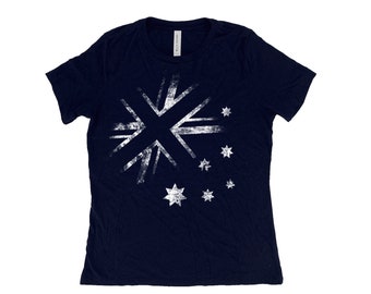 Australian Flag Shirt, Womens Tshirt, Home Shirt, Aussie Shirt, Summer Shirt, Screenprint Shirt, Birthday Gift, Graphic Tee
