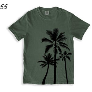 Handbedrucktes Palmen-Shirt - Komfortfarben 100% Baumwoll-T-Shirt Bild 2