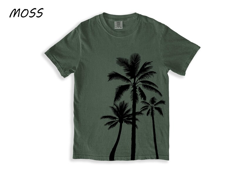 Handbedrucktes Palmen-Shirt - Komfortfarben 100% Baumwoll-T-Shirt Bild 2