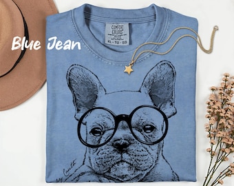Hand Screen Printed French Bulldog Comfort Colors T-Shirt - Dog Lover Gift