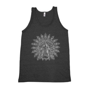 Peacock Unisex Tank Top Triblend Tank Top Hand Screen Print