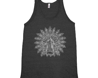 Peacock Unisex Tank Top Triblend Tank Top Hand Screen Print