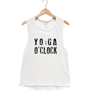 Yoga Tank Top, Muscle Tee, Workout, Gym, Yoga, Fitness, Summer, Black Shirt, Funny Shirt, Womens Shirt, Yoga Top, Yoga Shirt, White Tank