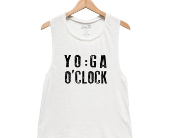 Yoga Tank Top, Muscle Tee, Workout, Gym, Yoga, Fitness, Summer, Black Shirt, Funny Shirt, Womens Shirt, Yoga Top, Yoga Shirt, White Tank