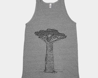 Baobab Tree Unisex Tank Top Triblend Tank Top Hand Screen Print