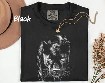 Comfort Colors Panther T-Shirt: Retro Cat Graphic, 100% Cotton