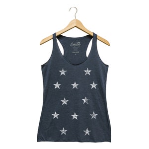 Star Tank Top for Women, Gift for Women Graphic Tee, Gift for Friend, Space Tank Top, Black Tank Top, Raceback Gift for Girl Friend Navy