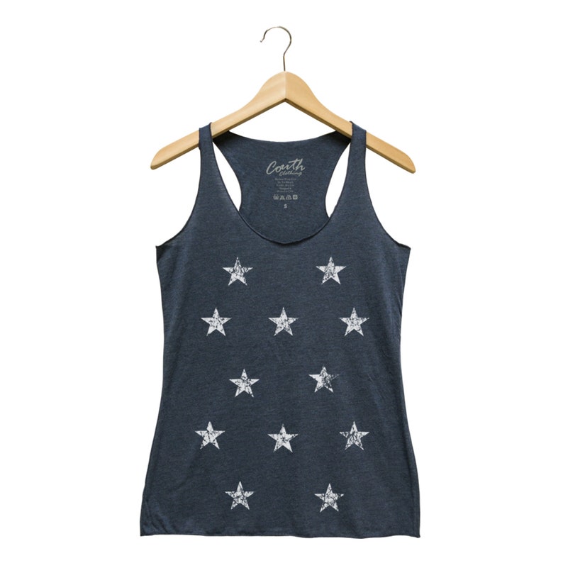 Star Tank Top for Women, Gift for Women Graphic Tee, Gift for Friend, Space Tank Top, Black Tank Top, Raceback Gift for Girl Friend Navy