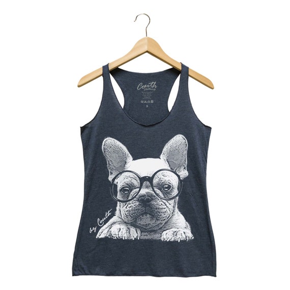 French Bulldog Tank Top Women s Top Cute Dog Print Frenchie Gift for Women Racerback Tank Graphic Tee Dog Mom Etsy