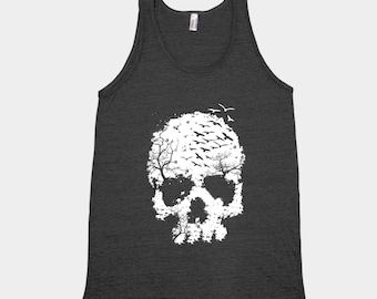 Skull Tank Top, Unisex Tank Top, Halloween Tank Top, Men's Tank Top, Graphic Tee, Triblend Shirt, Halloween Costume, Gothic Tank Top