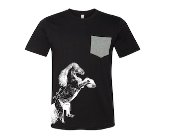 Horse T-shirt, Men's T-shirt, Unisex T-shirt, Screen Print, Crew Neck, 100% Cotton, Animal Shirt, Pocket T-shirt, Short Sleeve, Nature Shirt