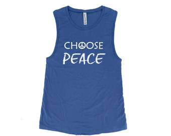 Womens clothing tank top for women muscle tee graphic shirt choose peace top gift for mom nature workout yoga gifts beach party funny shirt