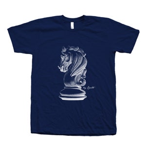 Chess T-shirt, Knight T Shirt, Unisex T-shirt, Men's T-shirt, Screen Print. Crew Neck Tshirt , Gifr for Men, Dad Gift Navy