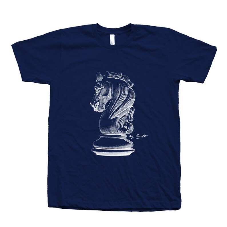 Chess T-shirt, Knight T Shirt, Unisex T-shirt, Men's T-shirt, Screen Print. Crew Neck Tshirt , Gifr for Men, Dad Gift Navy