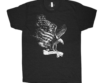 Eagle Tshirt, Mens Shirt, American Flag Tee, Graphic Tee, USA, Merica Shirt, Summer Tshirt, Gift for Men, Black Tshirt, Live Fast