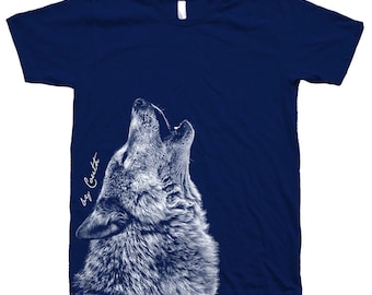 Ready to Ship, Wolf Tshirt, Size Large, mens shirt, howling wolves, gift for men, husband gifts, animal print, graphics, Wolf Shirt