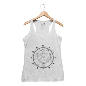 Constellation, Zodiac Tank Top, Women's Tank Top, Ladies Tank Top, Graphic Tee, Birth Sign Shirt, Zodiac Dial, Stars White