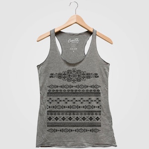 Women&#39;s Tank Top, Indian Pattern Tank Top, Pattern Print, Tribal Print, Navite American Design, Racerback Triblend, Screen Print