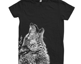 Wolf Shirt, Womens Junior Tshirt, Howling Wolf Tshirt, Animal Shirt, Birthday Gift, Gift for Her, Wolf Tshirt
