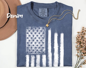 American Flag T-Shirt: Comfort Colors Retro 4th of July Tee