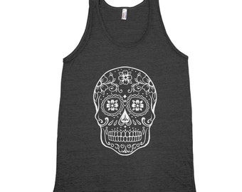 Sugar Skull Tank Top, Unisex Tank Top, Halloween Tank Top, Men's Tank Top, Graphic Tee, Triblend Shirt, Halloween Costume, Gothic Tank Top