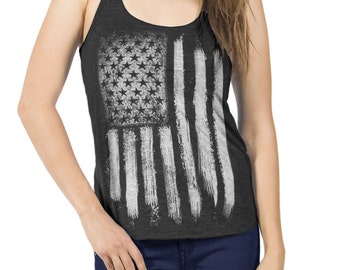 American Flag, USA Tank Top, Graphic Tee, Racerback Womens Clothing, Independence Day, 4th of July Outfit, America Gift for Her, Patriotic T