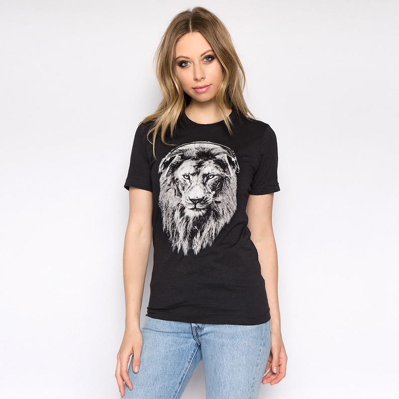 Lion T-shirt, Women's Junior Shirt, Animal Print Tshirt, Lion T Shirt, Graphic Tee, Gift for Women, Short Sleeve Tshirt, Funny Shirt image 1