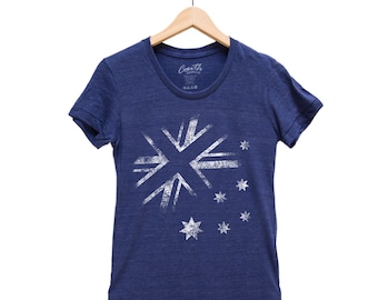 Australia Shirt, Womens Junior Shirt, Aussie Flag Shirt, Distressed Flag, Summer Shirt, Graphic Tee, Stars, Australian Flag T-shirt