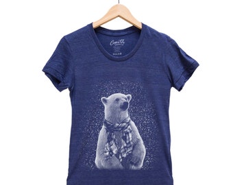 Polar Bear Tshirt, Bear Shirt, Womens Junior Tshirt, Cute Tshirt, Christmas Gift, Christmas Shirt, Animal Shirt, Graphic Tee
