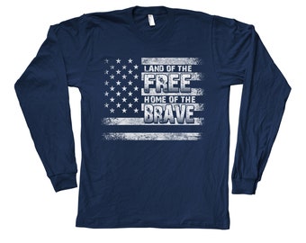 Mens Tshirt, Land of the Free Home of the Brave, Unisex Shirt, American Flag Shirt, Flag Apparel, Flag Clothing, Merica Shirt, USA Shirt