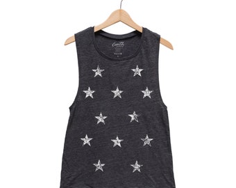 Star Tank Top for Women Gift for Mom Shirt with Star Space Tank Top Muscle Tee Graphic Shirt Space Tank Top for Girl Birthday Gift