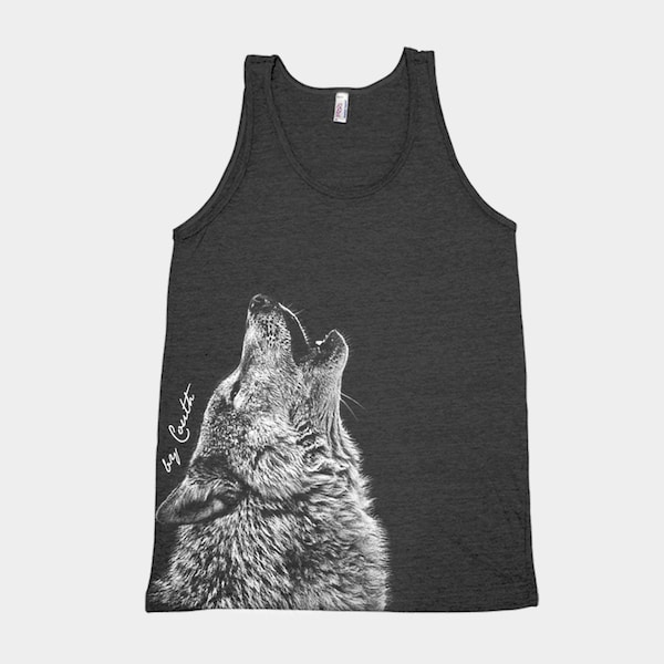 Canotta con grafica lupo: maglietta boho con animali, unisex, tri-blend