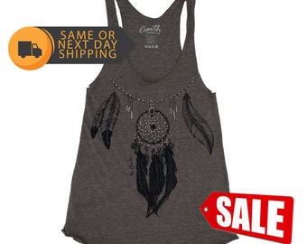 Women Tank Top, SWAROVSKI Crystals, DREAM CATCHER Tank Top, Racerback Tank Top, Hand Screen Printed, Gift for Her, Birthday Gift
