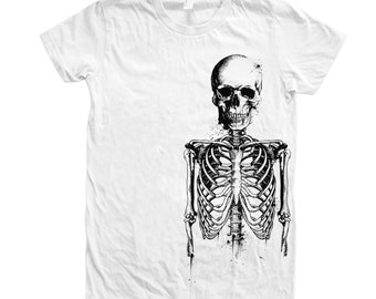 Skeleton Halloween Shirt, Womens Junior Shirt, Skeleton Tshirt, Skeleton Shirt, Spooky Skeleton Tshirt, Halloween Tshirt, Black Tshirt