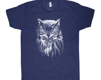 Owl Shirt, Unisex Tshirt, Mens Tshirt, Crew Neck, Bird T-shirt, Cute T-shirt, Short Sleeve Tshirt, Triblend T-shirt, Dad, Animal Shirt