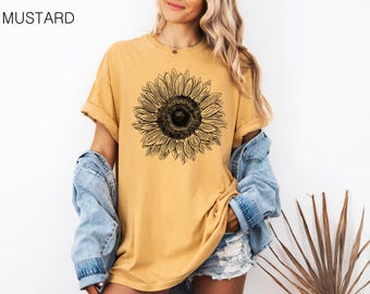 Sunflower Shirt, Floral Shirt, Comfort Colors Shirt, Garden Shirt, Womens Fall Shirt, Nature Tshirt Sunflower Shirts, Sunshine Tee