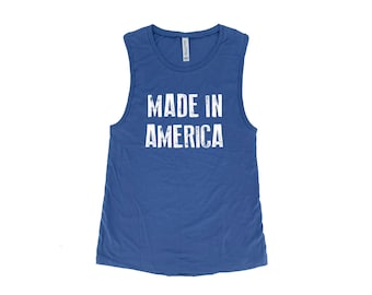 4th of July Tank Top, USA top for women, Graphic muscle tee, Gift for Her, America Tank Top, Funny patriotic shirt